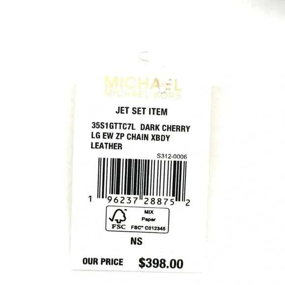 MICHAEL KORS LARGE EW ZIP CHAIN CROSSBODY BAG DARK CHERRY - Picture 11 of 11